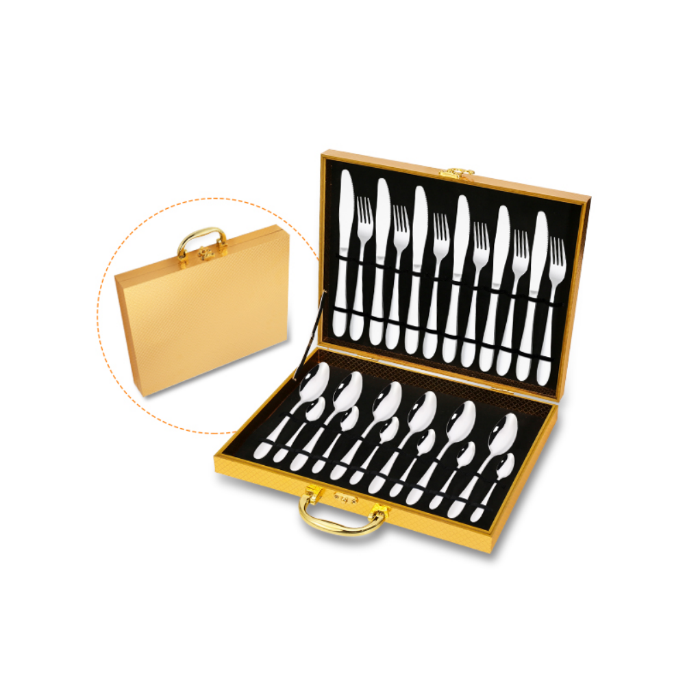 Royal Gold Case 24Pcs Flatware Dinner Set - Grafton Collection