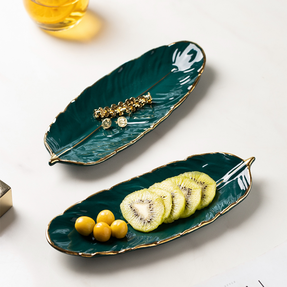 Leaf-Shaped Ceramic Serving Plates - Grafton Collection