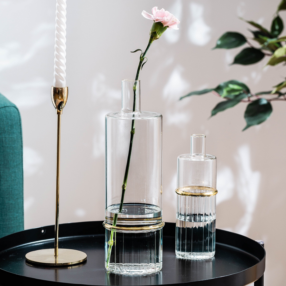 Glass Vases With Gold Ring - Grafton Collection