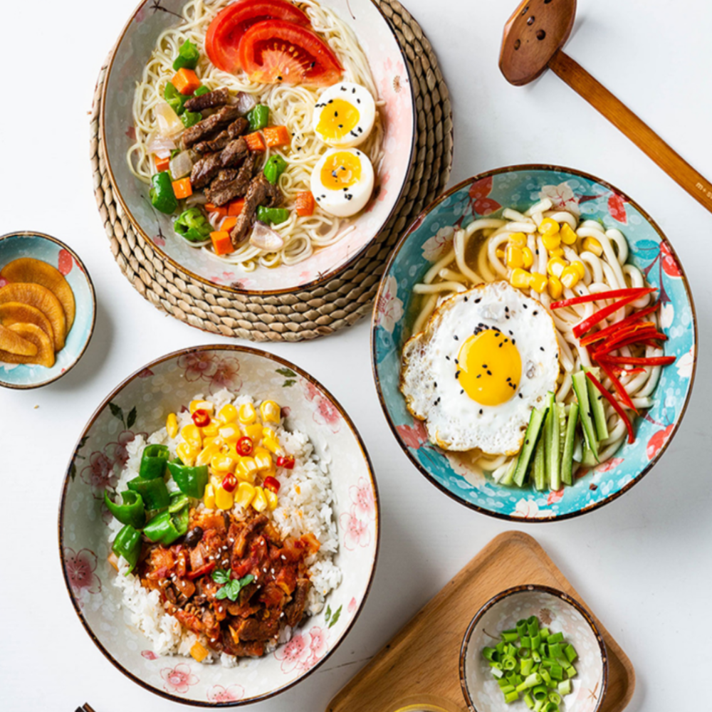 Japanese Style Floral Noodle Bowl - Grafton Collection