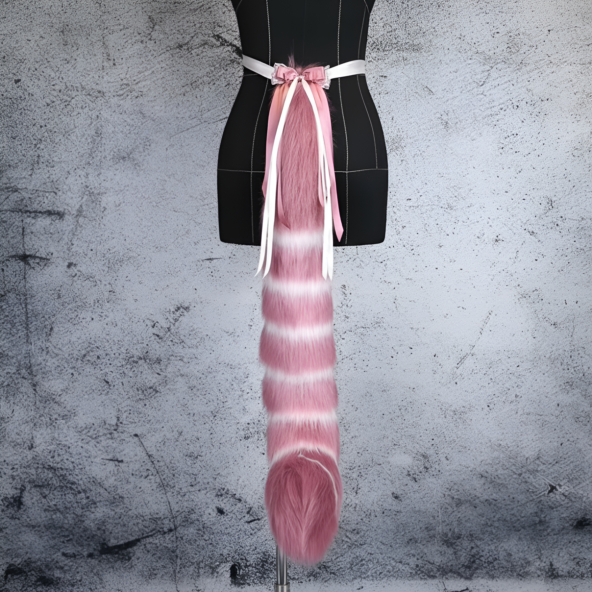 Ribbon Tied Blush Fur Tail