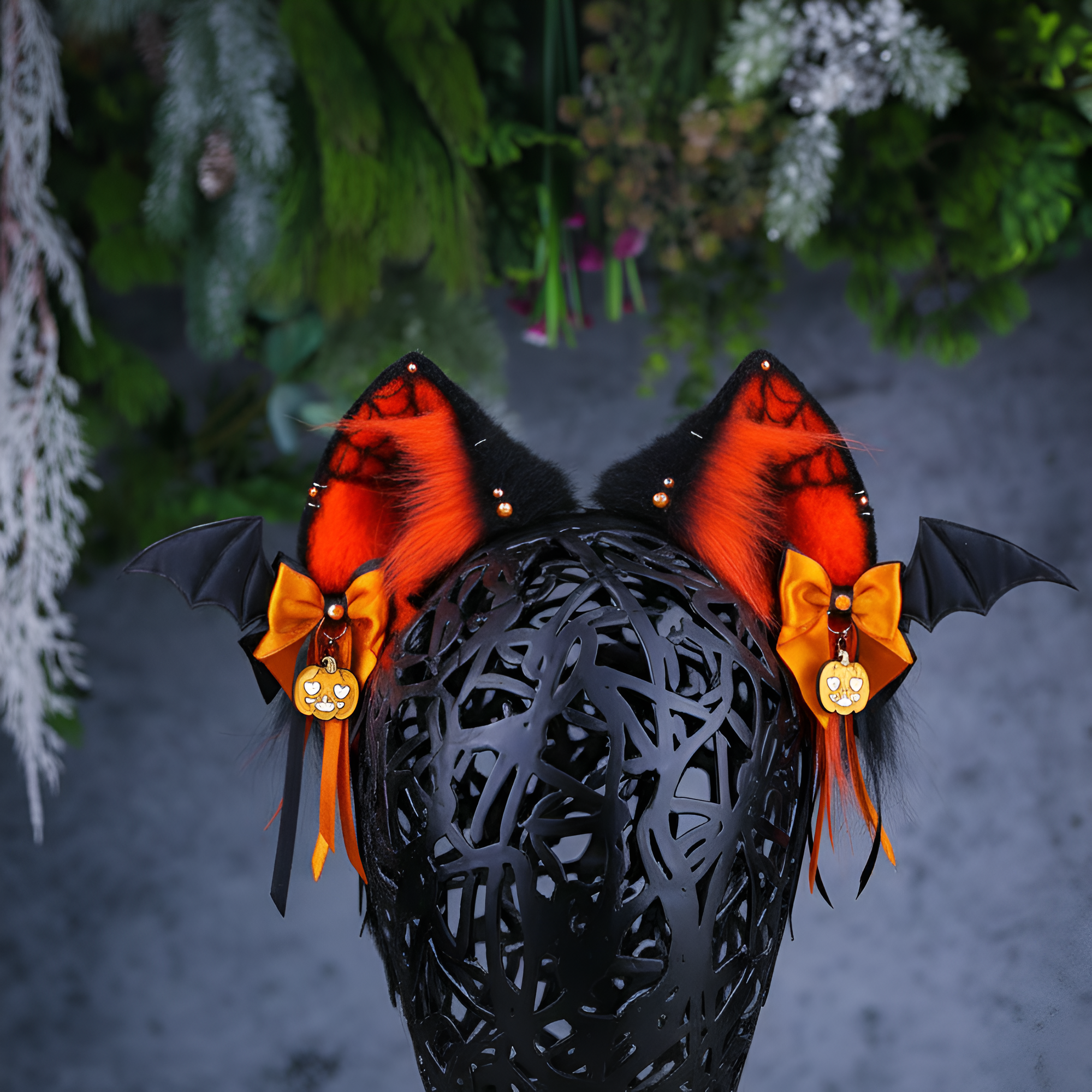 Ribbon Tied Blush Fur Tail