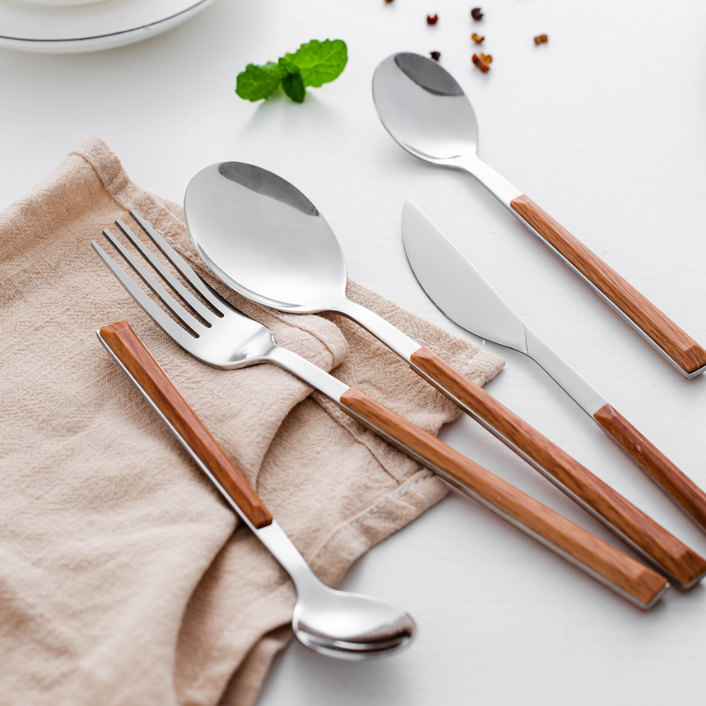 Stainless Steel Cutlery With Wooden Handles - Grafton Collection