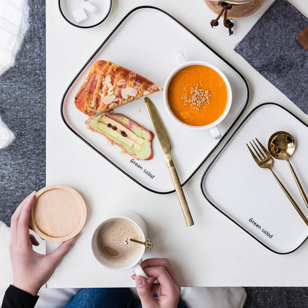 Black Border Ceramic Plates - Grafton Collection