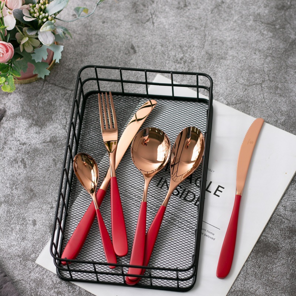 Red Stainless Steel Cutlery Set - Grafton Collection