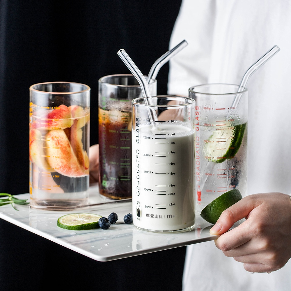 Measuring Cup Glass With Straw - Grafton Collection