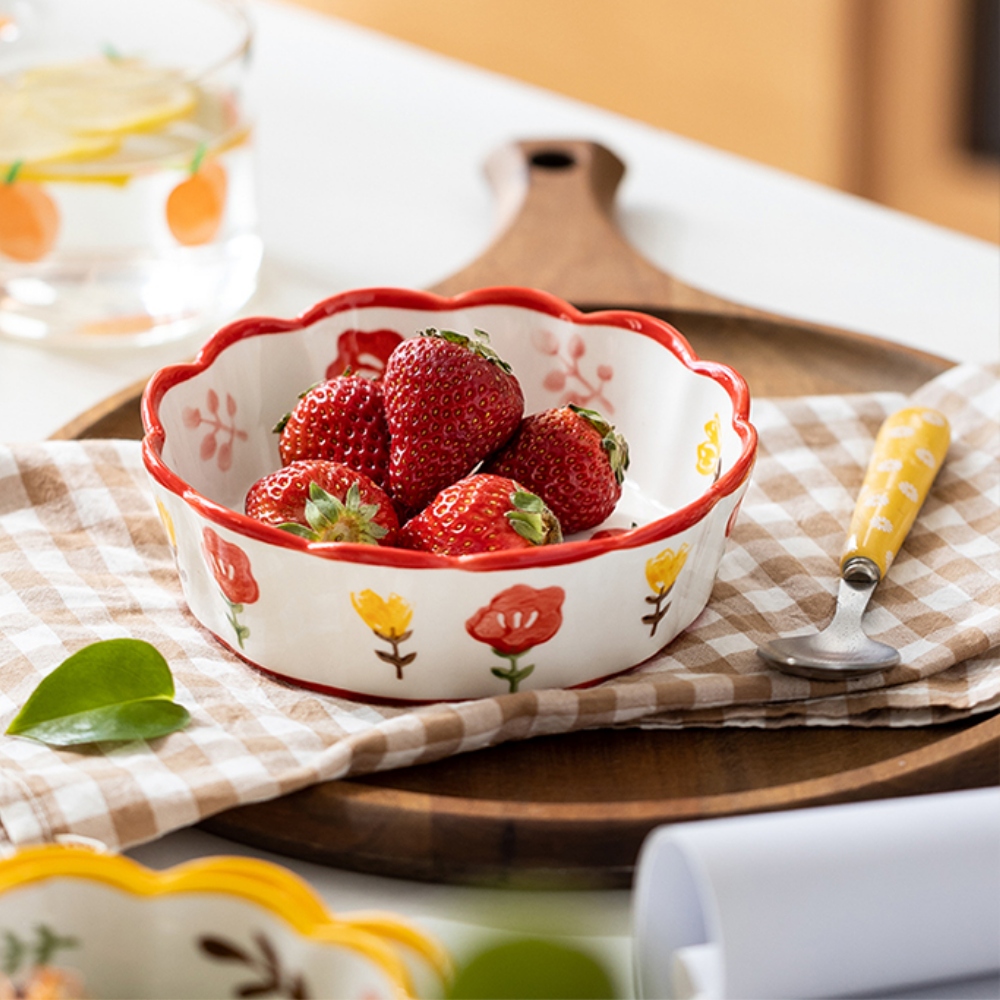 Flower Pattern Wavy Edge Bowl - Grafton Collection