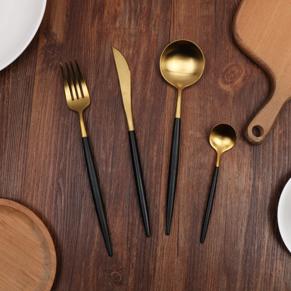 Event Black Handled Stainless Steel 4Pcs Cutlery Set - Grafton Collection