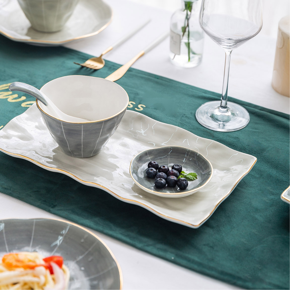 European Style Golden Rim Salad Dish - Grafton Collection