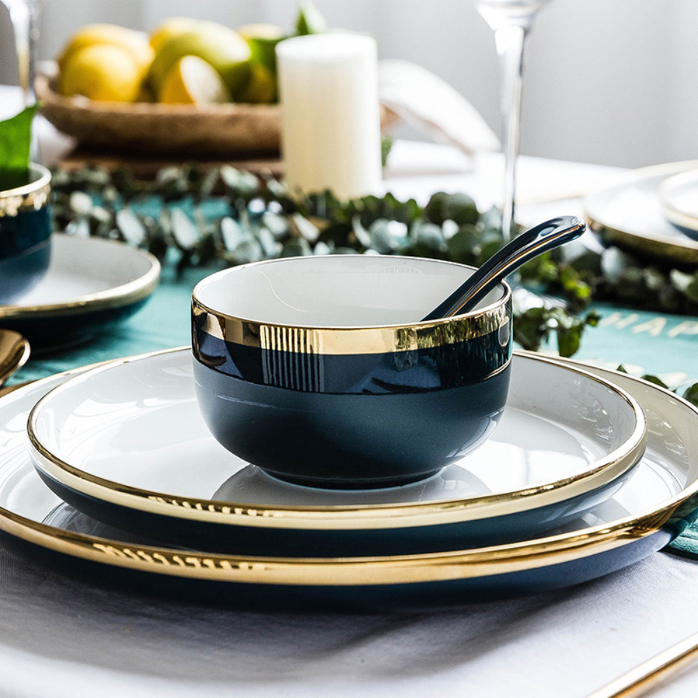 Blue & Gold Ceramic Dinnerware - Grafton Collection