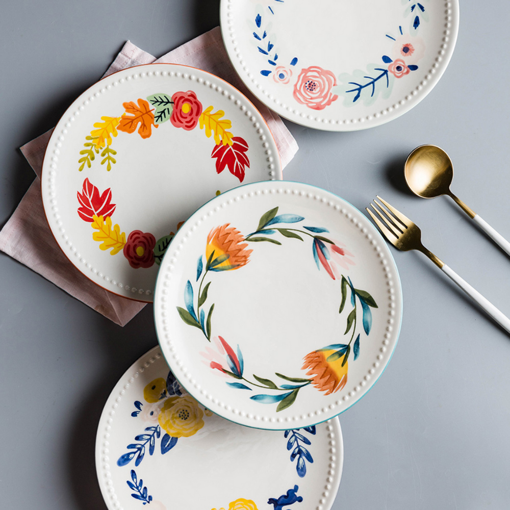 Japanese Hand-Painted Ceramic Flower Salad Dessert Plate - Grafton Collection