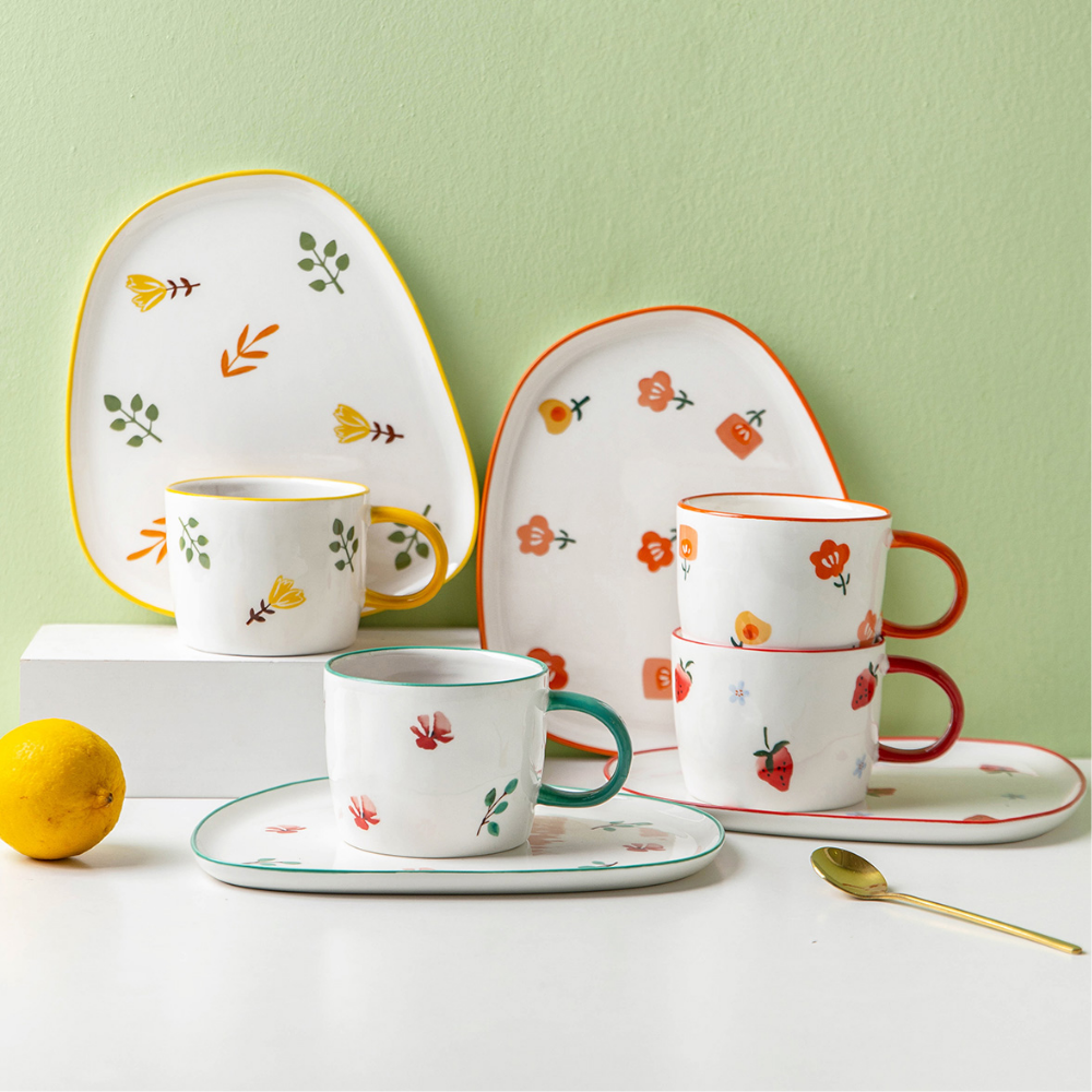 Flower Pattern Cup And Saucer Set - Grafton Collection