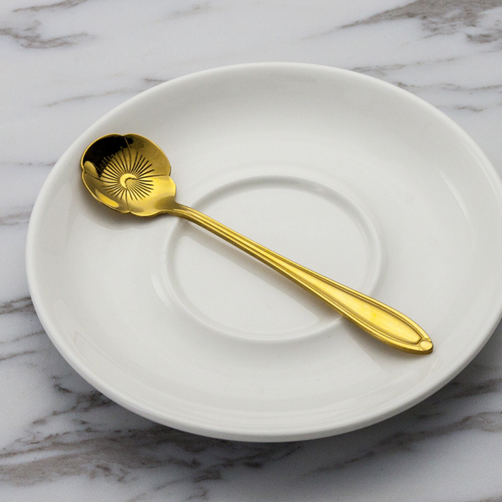 Gold-Plated Stainless Steel Floral Stirring Spoon - Grafton Collection