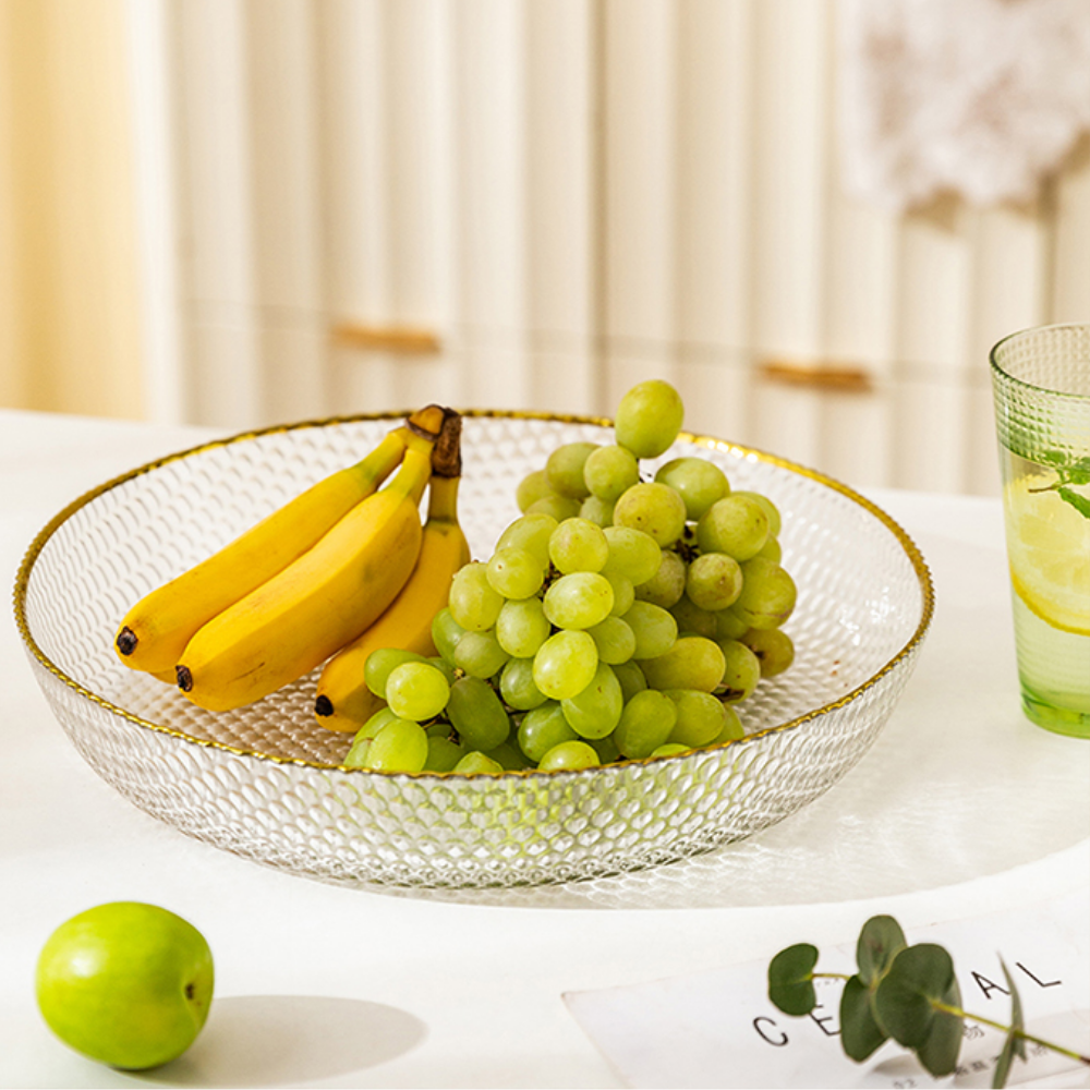 Gold Rim Transparent Glass Fruit Plates - Grafton Collection