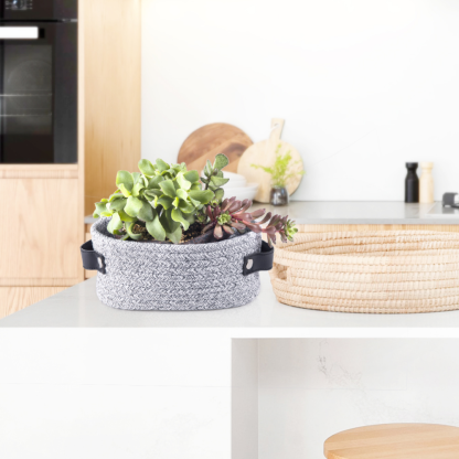 Eco-Friendly Cotton & Linen Woven Rope Storage Basket With Handles - Grafton Collection