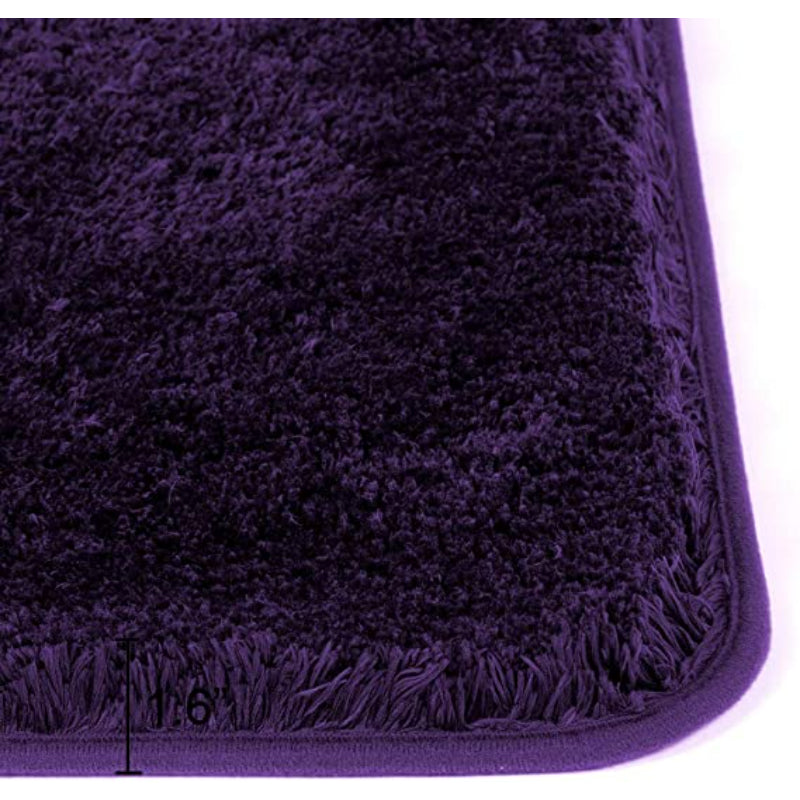 Purple Bathroom Rug Non Slip Bath Mat - Water Absorbent Soft Microfiber Shaggy Bathroom Mat Machine Washable Bath Rug for Bathroom Thick Plush Rugs for Shower - Grafton Collection