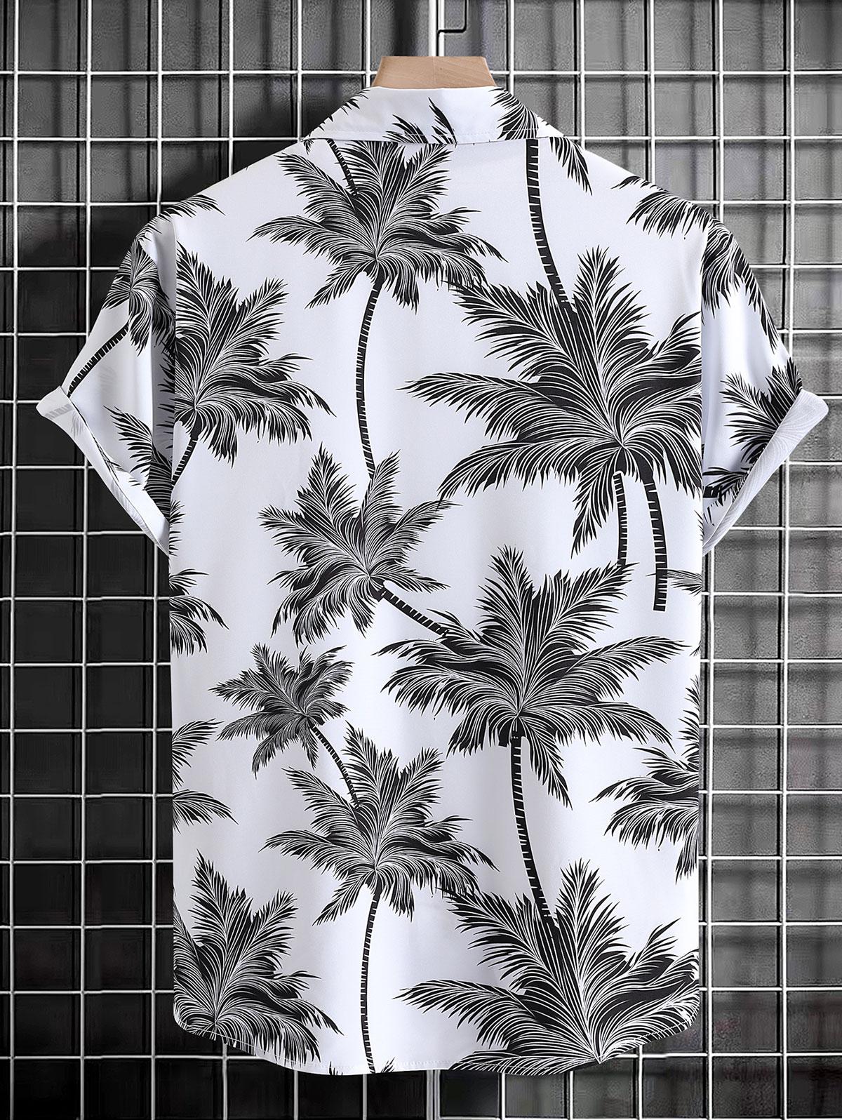 Tropical Tree Print Shirt And Striped Shorts - Grafton Collection