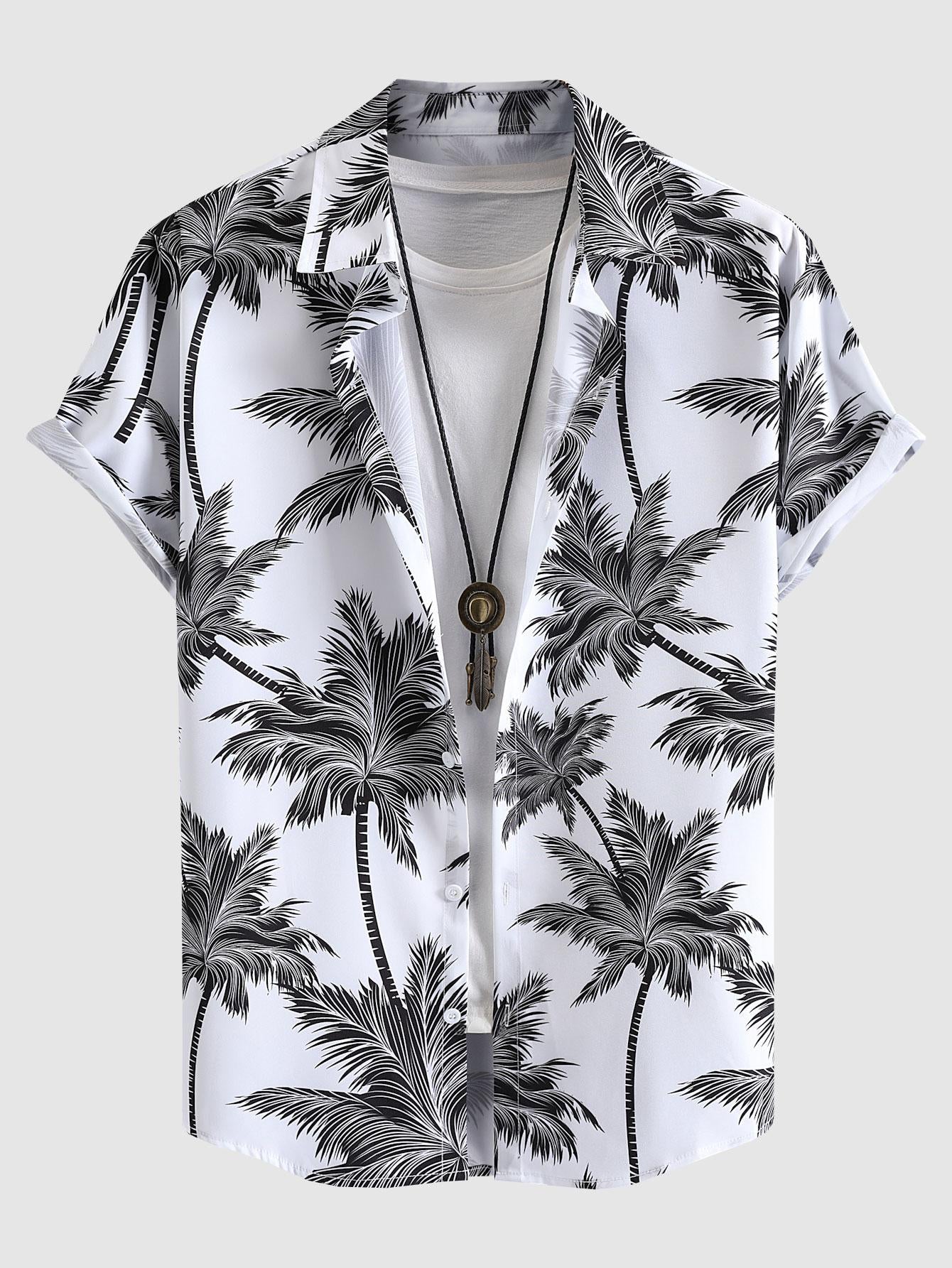 Tropical Tree Print Shirt And Striped Shorts - Grafton Collection