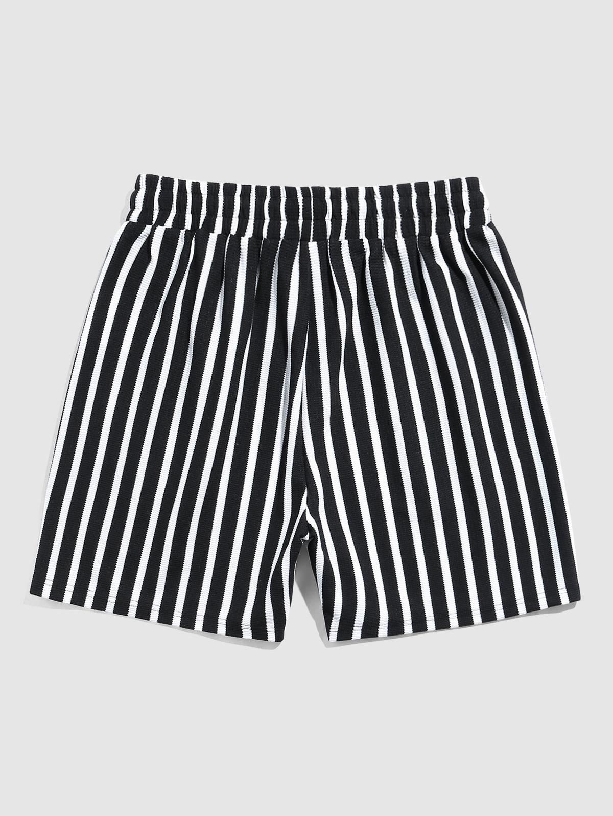 Tropical Tree Print Shirt And Striped Shorts - Grafton Collection