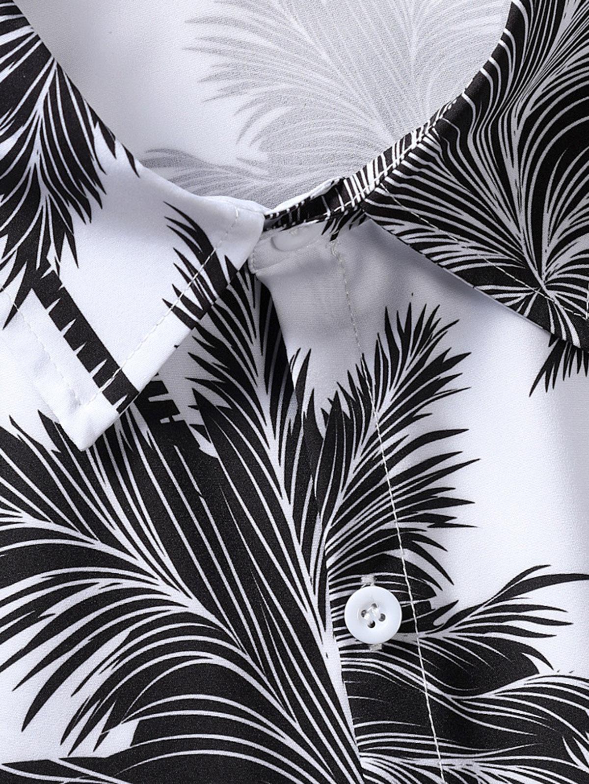 Tropical Tree Print Shirt And Striped Shorts - Grafton Collection