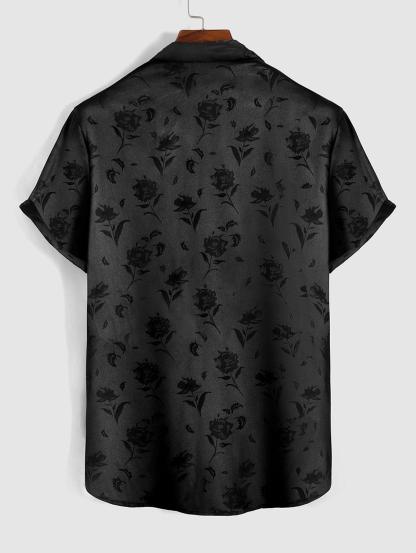 Rose Pattern Short Sleeve Shirt And Shorts Set - Grafton Collection