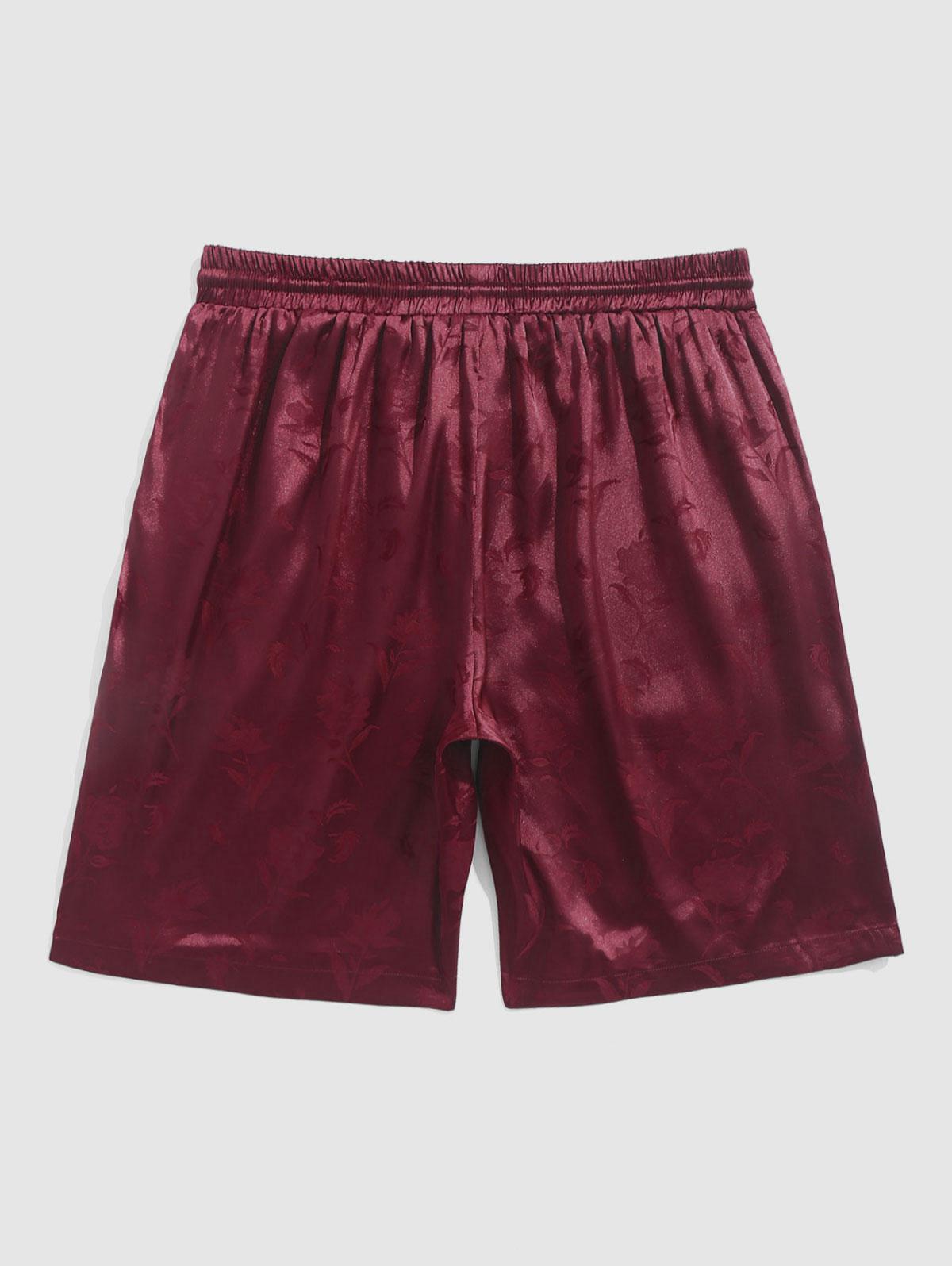 Rose Pattern Short Sleeve Shirt And Shorts Set - Grafton Collection