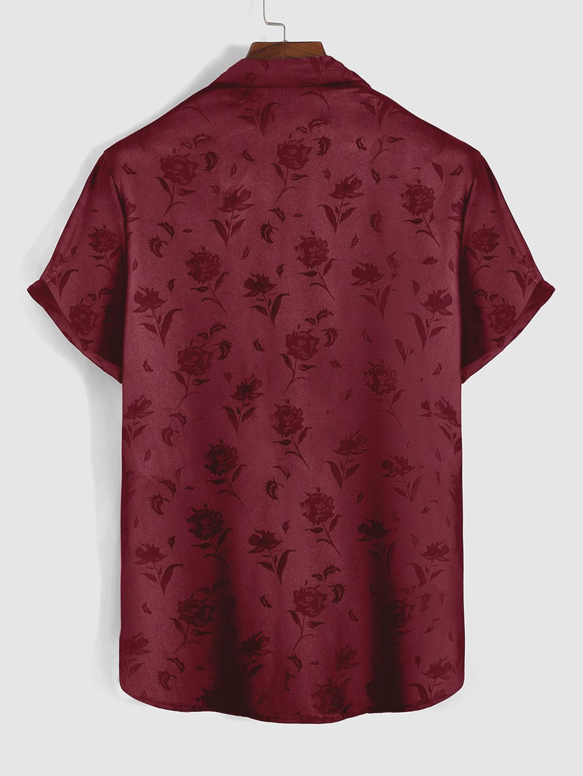Rose Pattern Short Sleeve Shirt And Shorts Set - Grafton Collection