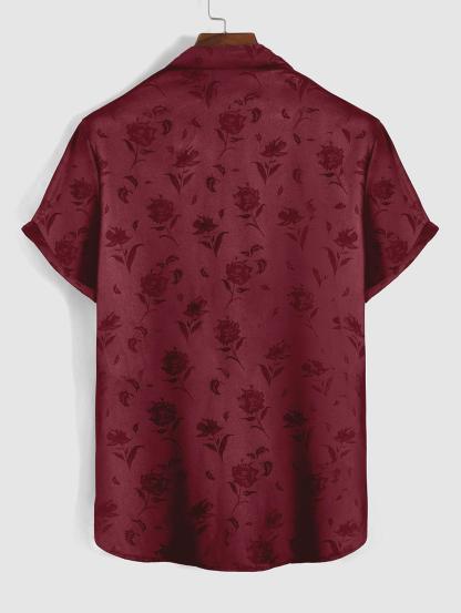 Rose Pattern Short Sleeve Shirt And Shorts Set - Grafton Collection