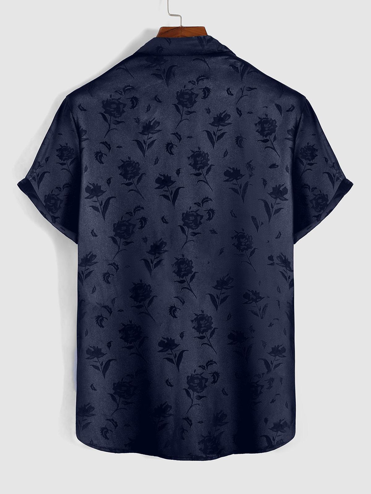 Rose Pattern Short Sleeve Shirt And Shorts Set - Grafton Collection