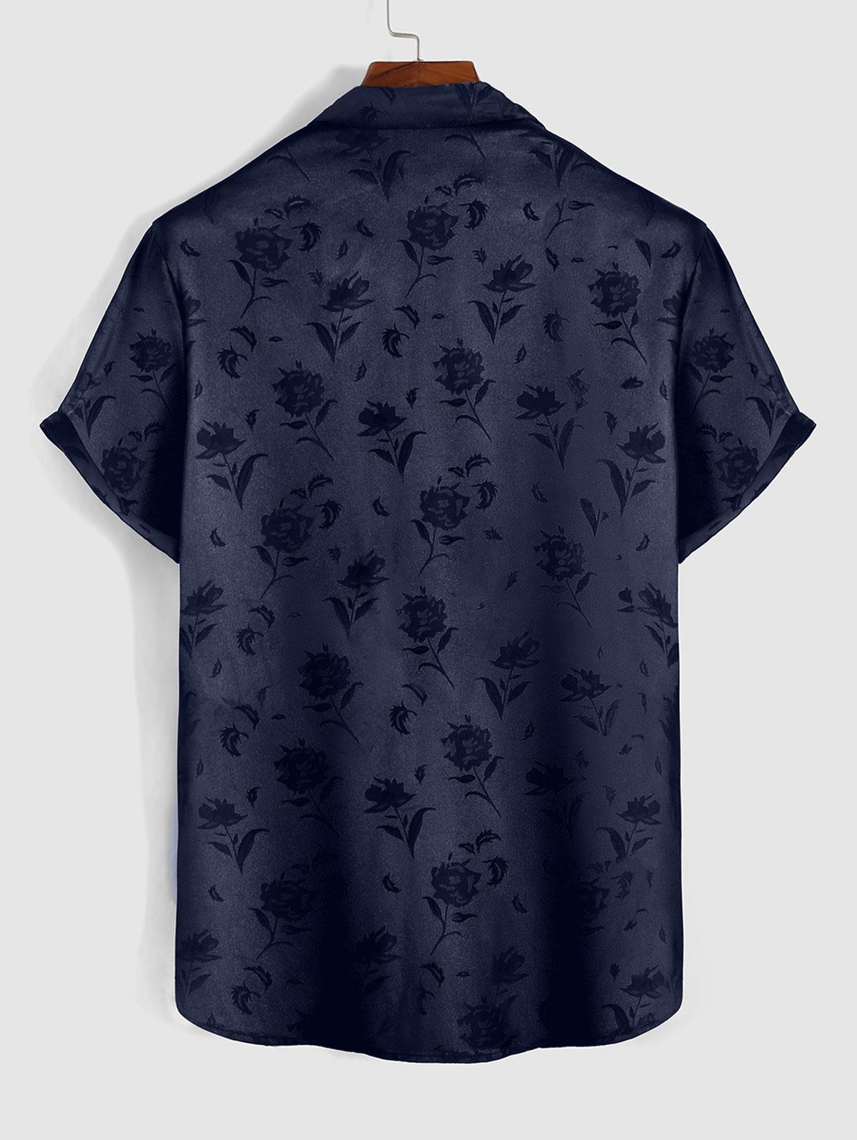 Rose Pattern Short Sleeve Shirt And Shorts Set - Grafton Collection