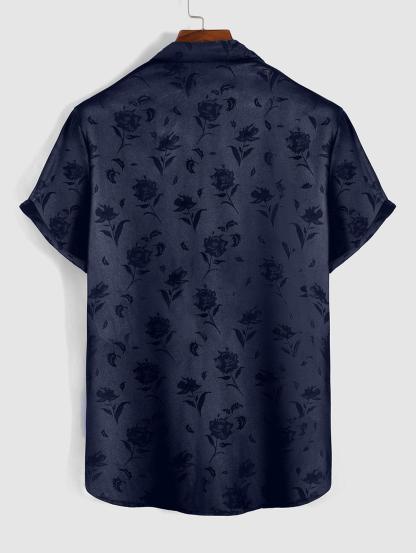 Rose Pattern Short Sleeve Shirt And Shorts Set - Grafton Collection