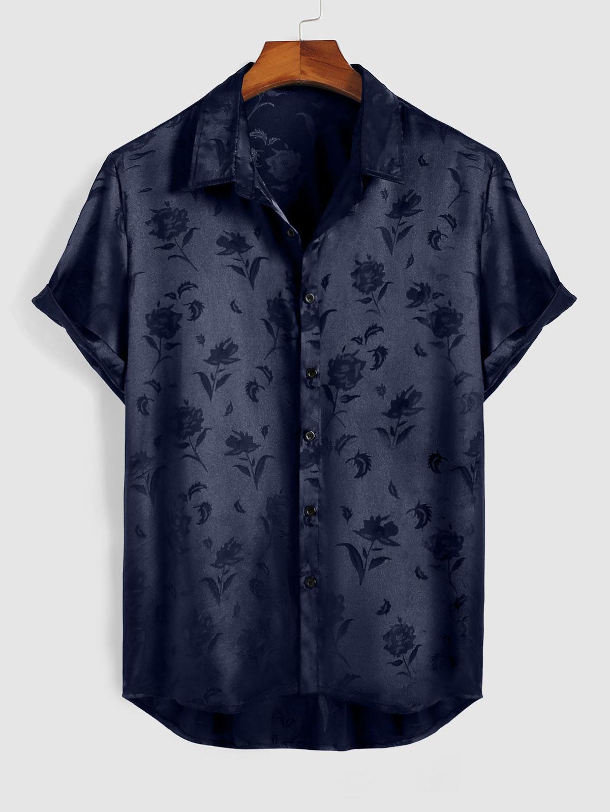 Rose Pattern Short Sleeve Shirt And Shorts Set - Grafton Collection