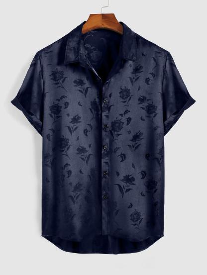 Rose Pattern Short Sleeve Shirt And Shorts Set - Grafton Collection