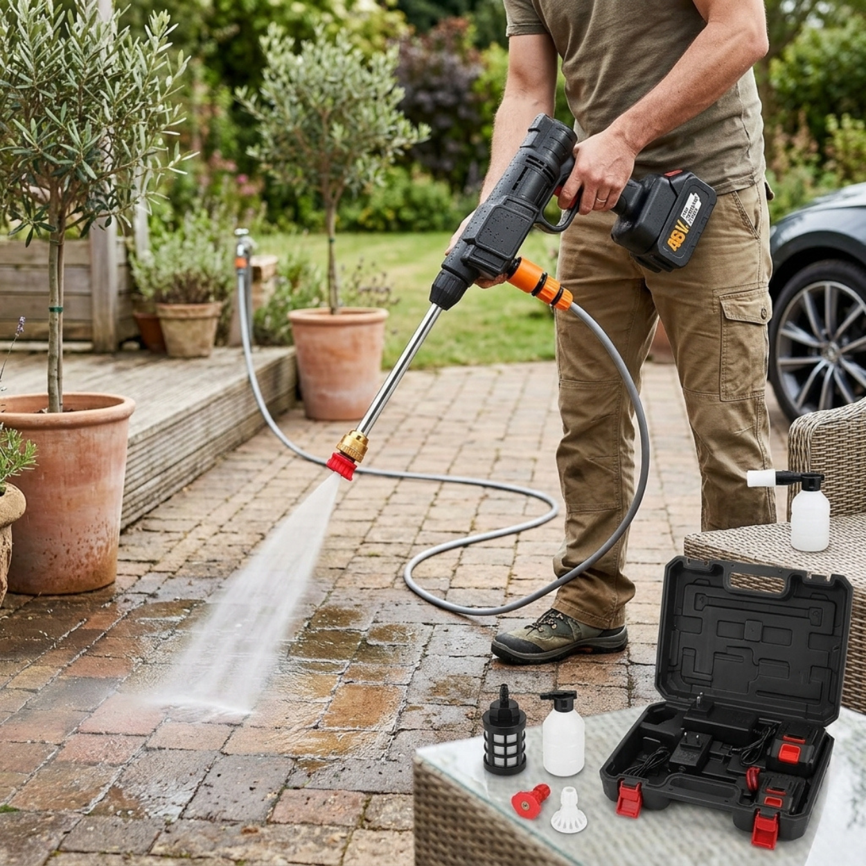 Portable Battery Powered Cleaning Washer Kit With Foam Bottle