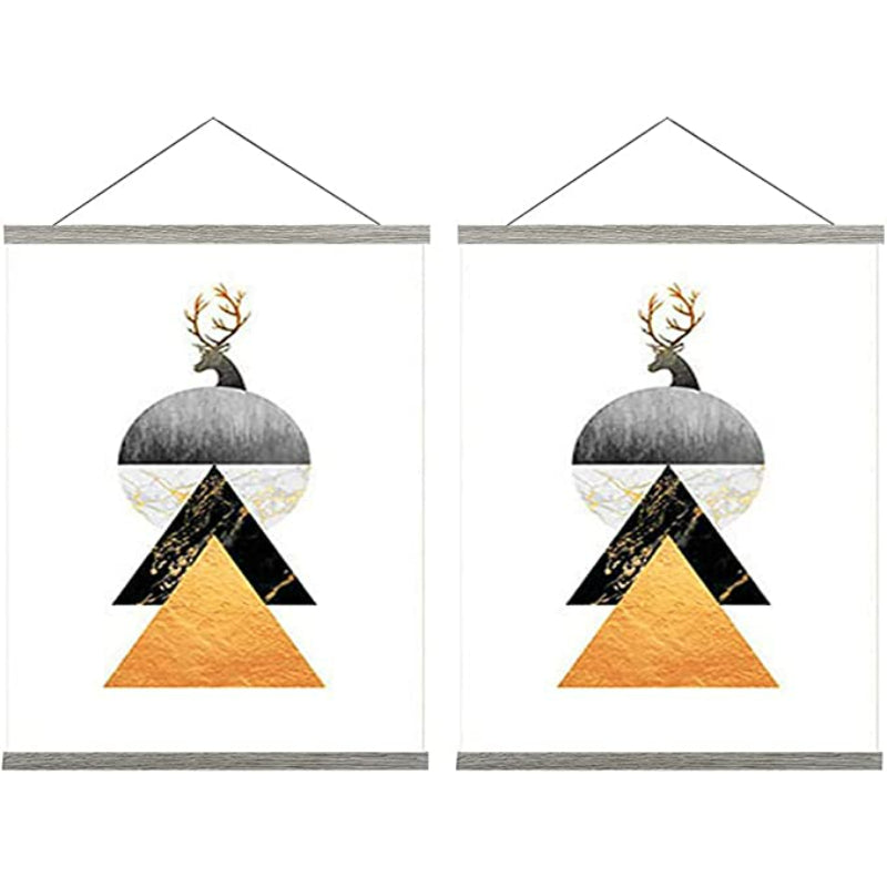 Magnetic Poster Hanger Frame - Light Wood Wooden Magnet Canvas Artwork Print - Grafton Collection