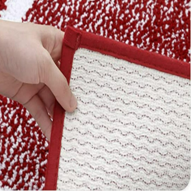 Red Non Slip Bath Mat-Soft and Water Absorbent Rug, Machine Washable Plush Mat for Bathroom, Laundry Room and Living Room - Grafton Collection