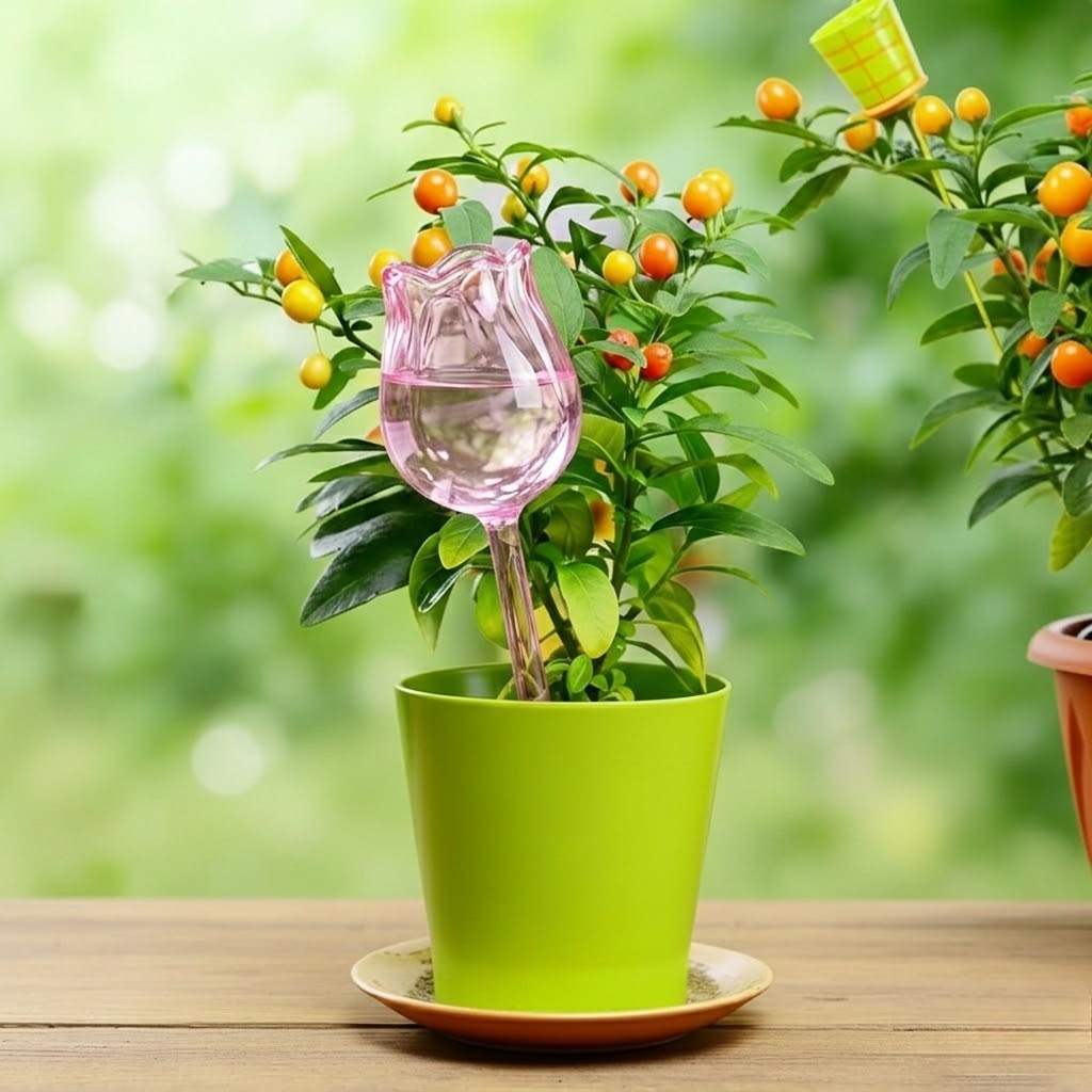 Tulip Shaped Self Watering Globes With Narrow Mouth Design For Indoor Outdoor Potted Plants