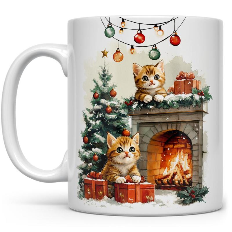 Cozy Festive Kittens Themed Holiday Christmas Mug