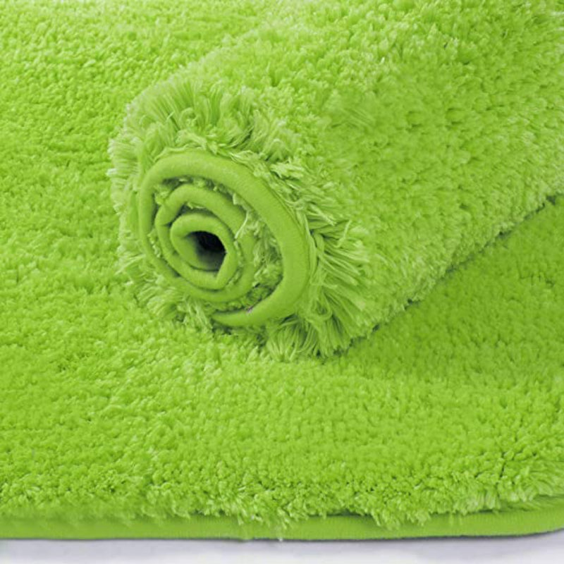 Green Bathroom Rug Non Slip Bath Mat - Water Absorbent Soft Microfiber Shaggy Bathroom Mat Machine Washable Bath Rug for Bathroom Thick Plush Rugs for Shower - Grafton Collection