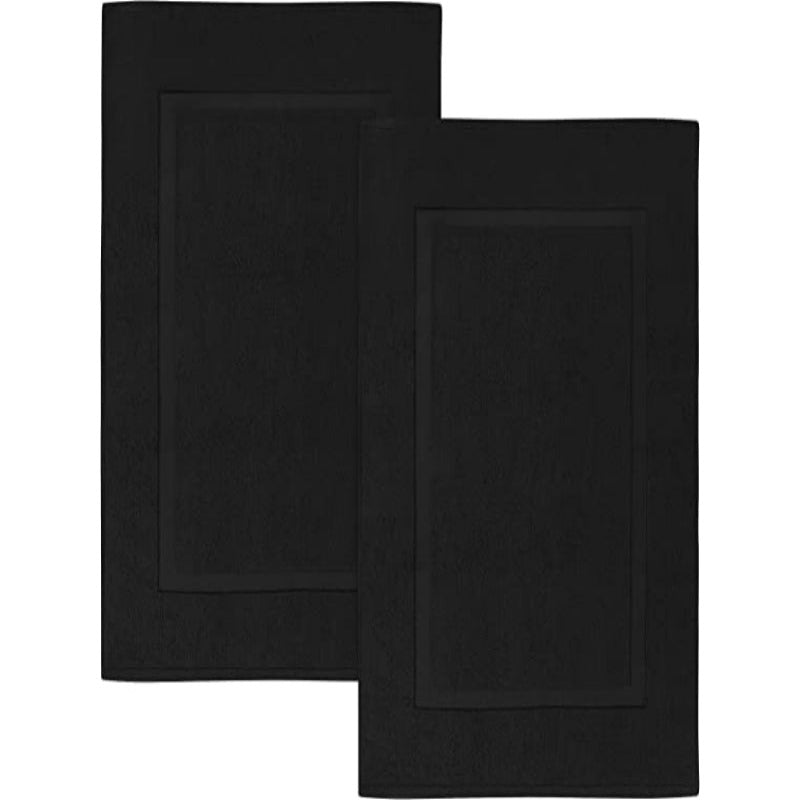 Pack Of 2 Cotton Banded Bath Mats- Highly Absorbent and Machine Washable Shower Bathroom Floor Towel - Grafton Collection