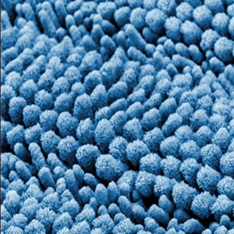 Light Blue Stripe Chenille Microfiber Bath Mat Rug- Ultra Soft Thick Absorbent Non Slip Shaggy Plush Floor Rugs for Bathroom, Machine Washable - Grafton Collection