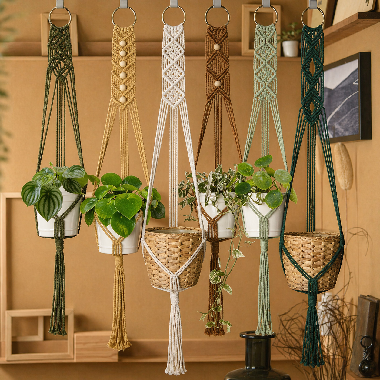 Macrame Plant Hanger With Tassel For Indoor Decor Pot