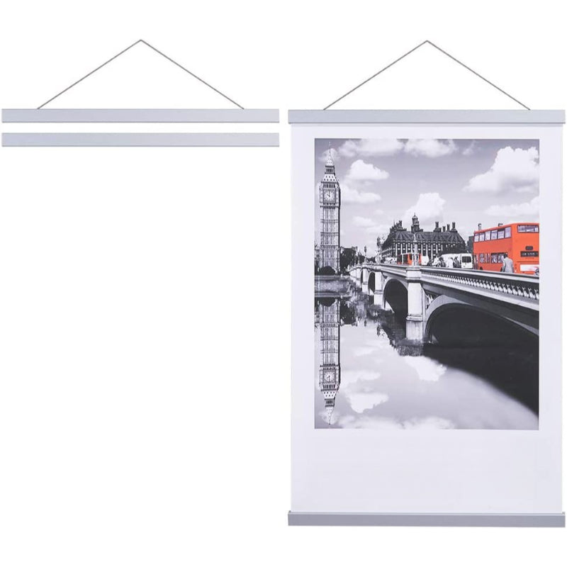 Magnetic Poster Hanger Frame, Light Wood Wooden Magnet Canvas Artwork Print Dowel Poster Hangers Frames Hanging Kits - Grafton Collection