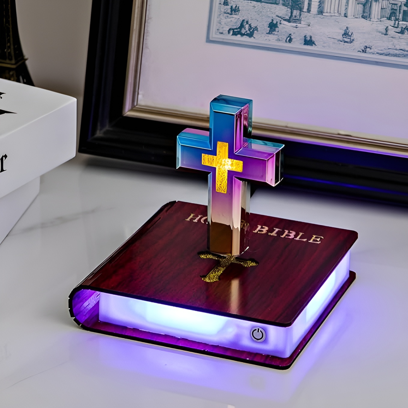 Levitating Cross Lamp With Light Base