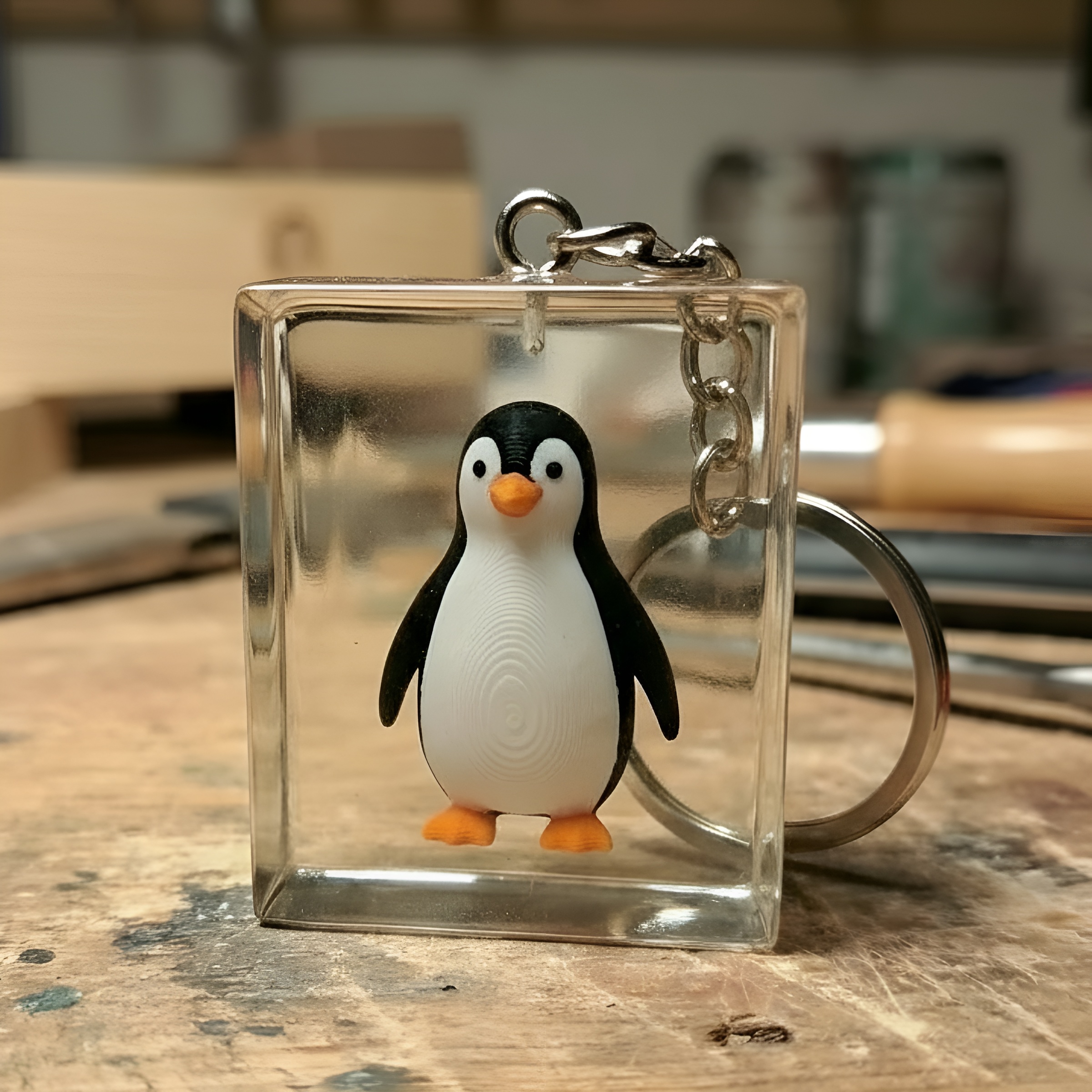 3D Animal Resin Acrylic Cube Keychain