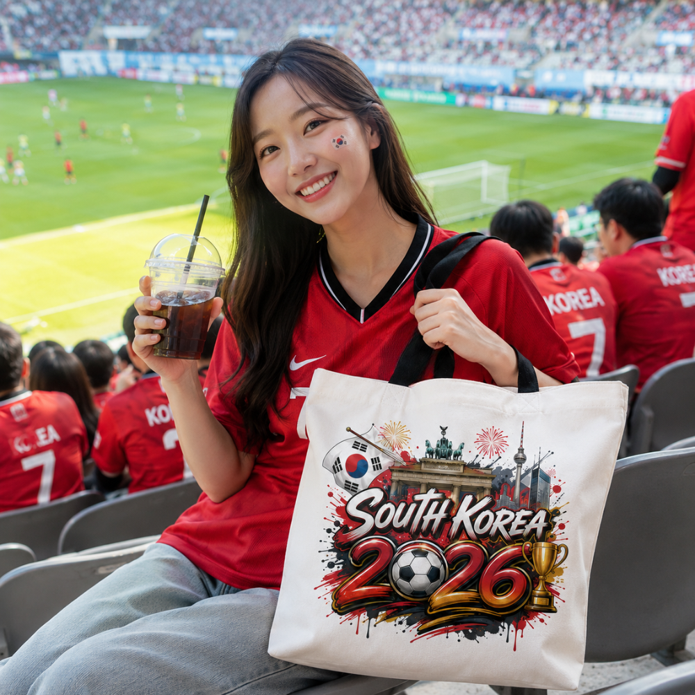 World Cup 2026 South Korea Graphic Printed Football Supporter Tote Bag