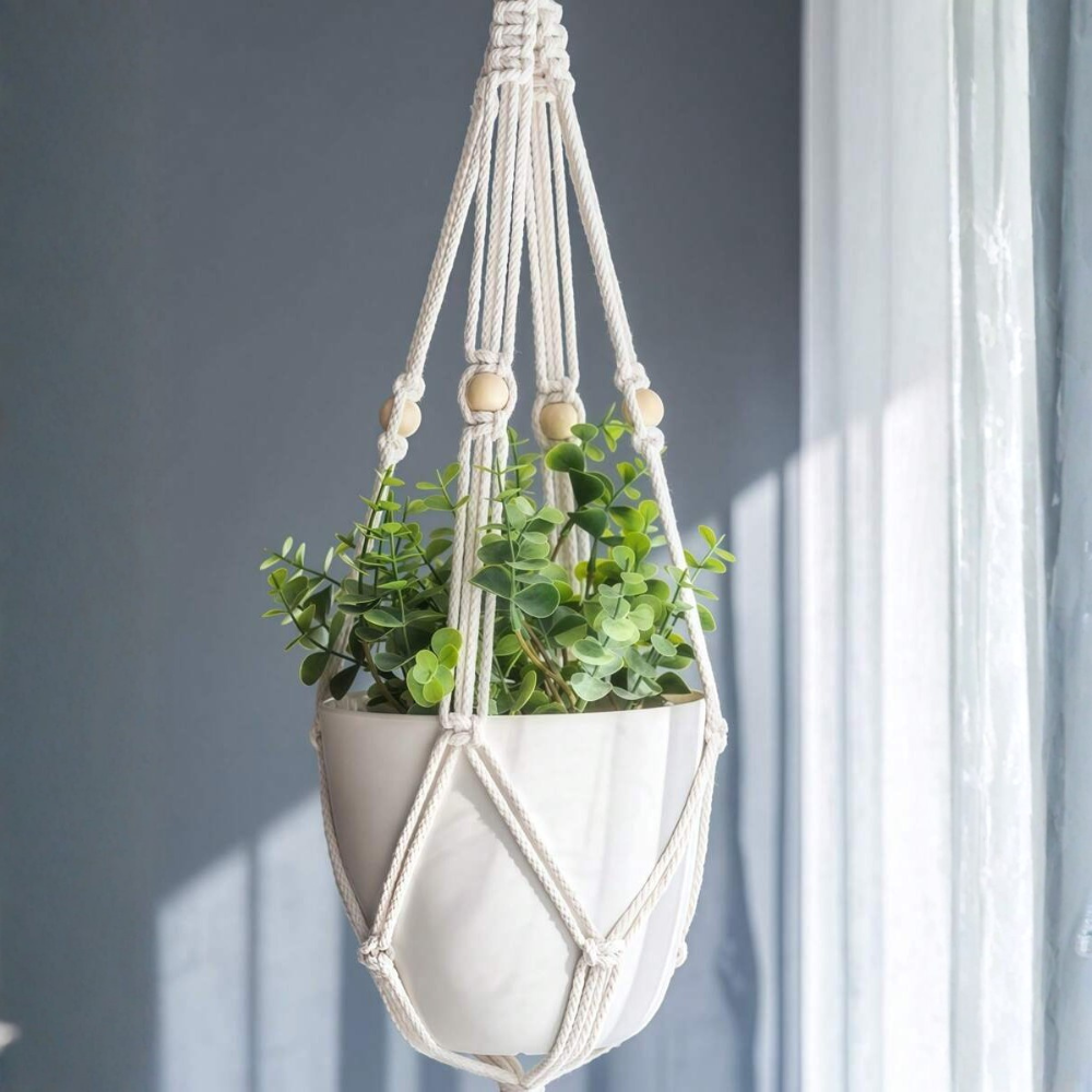 Three Layer Jute Rope Plant Hanger With Tassels And Hook For Indoor Outdoor Decor