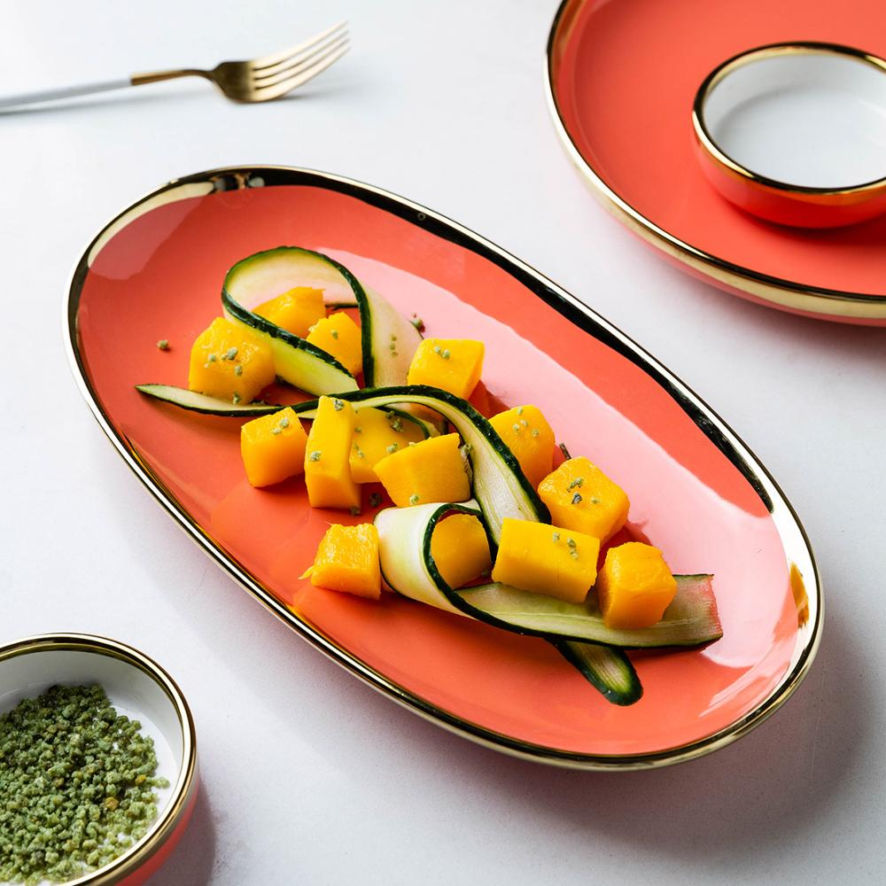 Pandora Luxury 12 Inch Ceramic Oval Dinner Plate - Grafton Collection