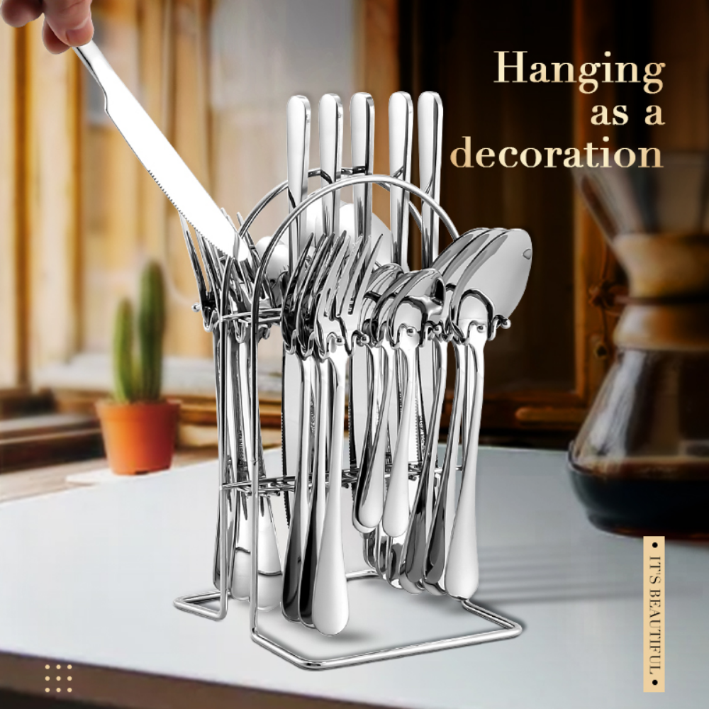 Gold Silverware Knife Fork Spoon Set - Grafton Collection