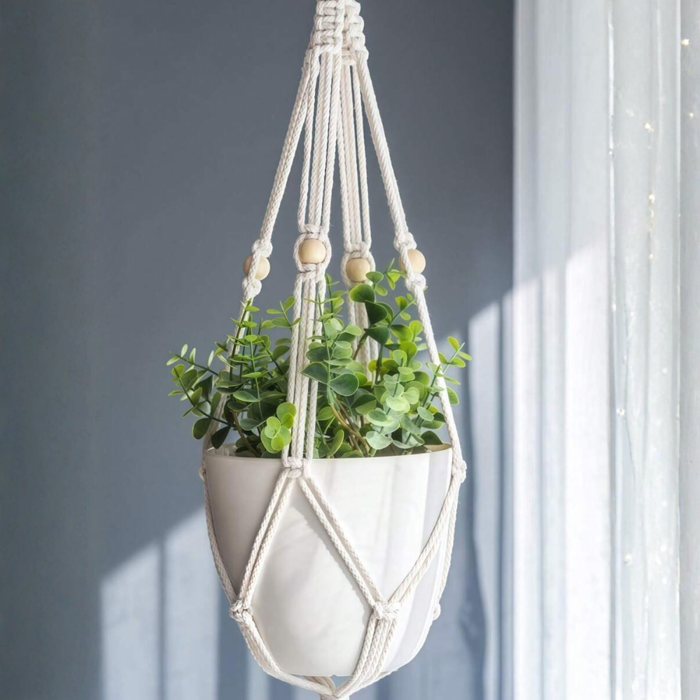3 Layer Tassel Jute Rope Plant Hanger With Hook For Indoor And Outdoor Decor